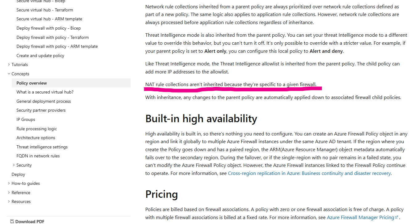 Azure Firewall - NAT inherited policy - Microsoft Q&A