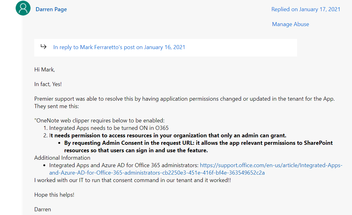 OneNote Web Clipper not loading notebooks on new laptop - Microsoft Q&A