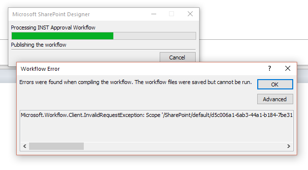 Can not publish or run SharePoint 2013 workflow in one subsite, but can ...