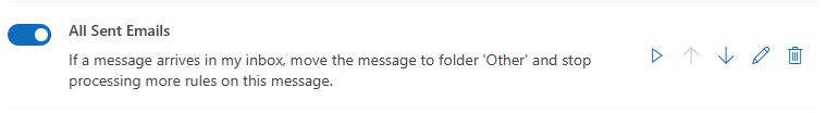 Rules for outgoing/sent messages on the 