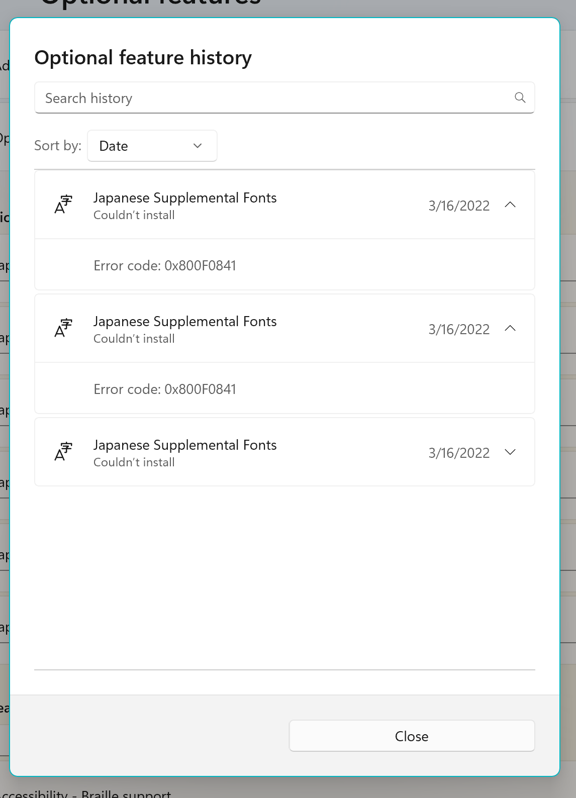 Japanese IME install stuck with Error code 0x800F0841 - Microsoft Q&A