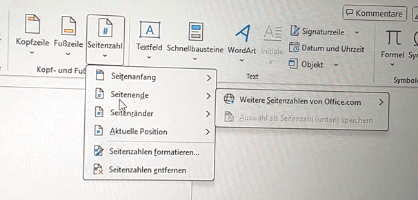 Microsoft Office 365 Word - Fehlende Funktion Seitenzahl - Microsoft Q&A