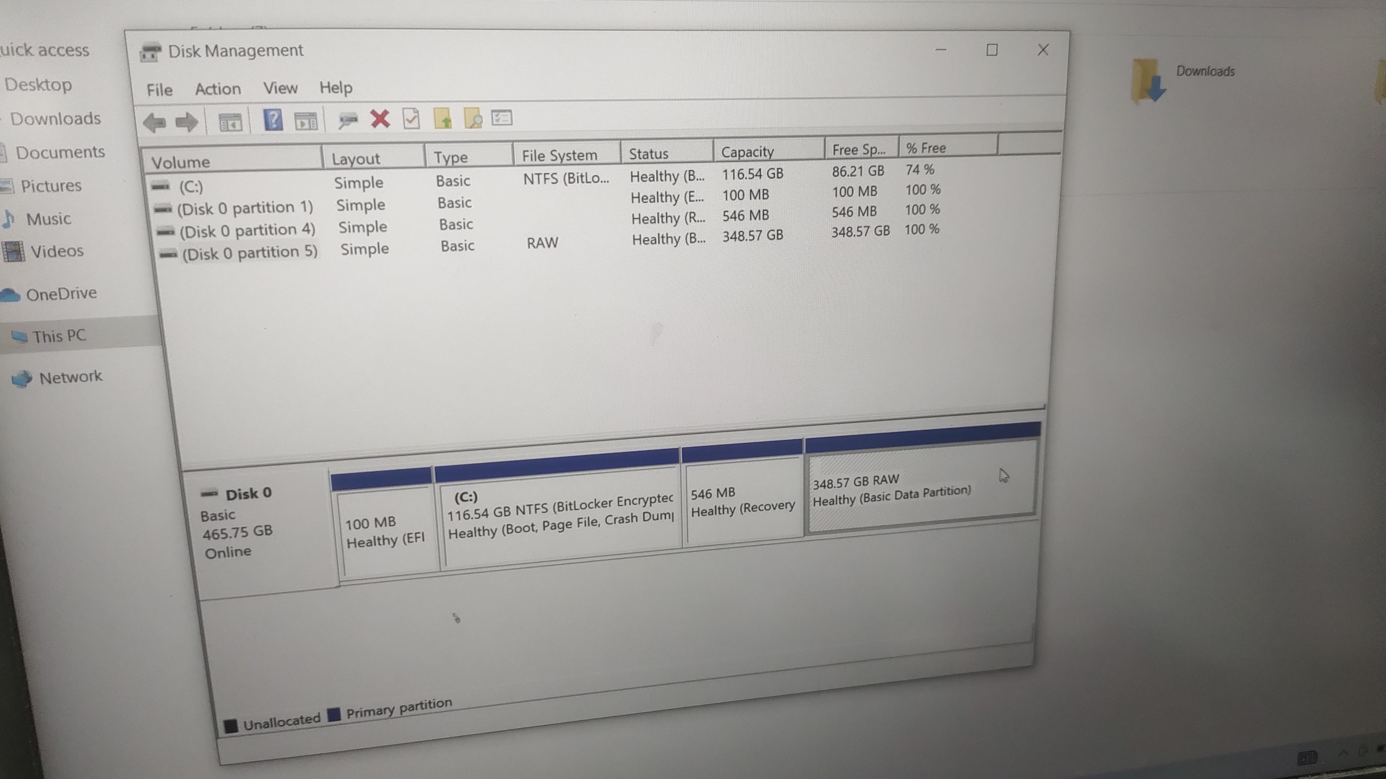 SSD is 500gb but only local disk C is visible with just 116gb ...