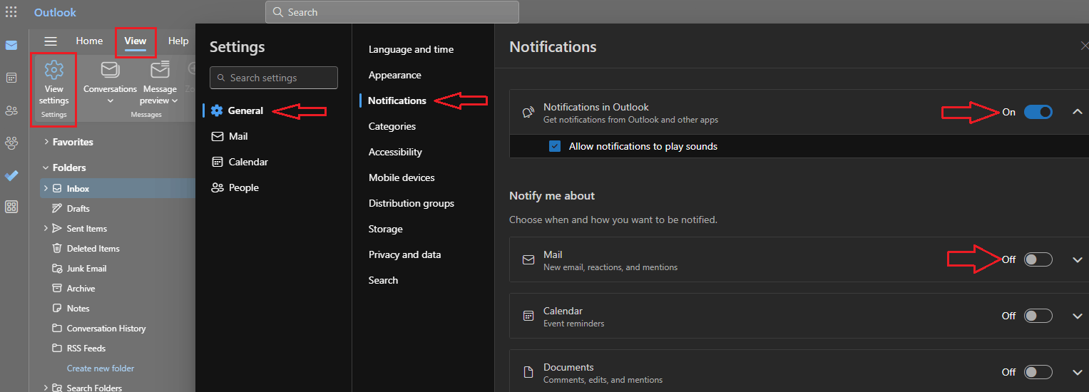 How can I turn off my new email sound from Outlook when I have it open ...