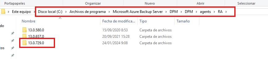 Version agente en DPM