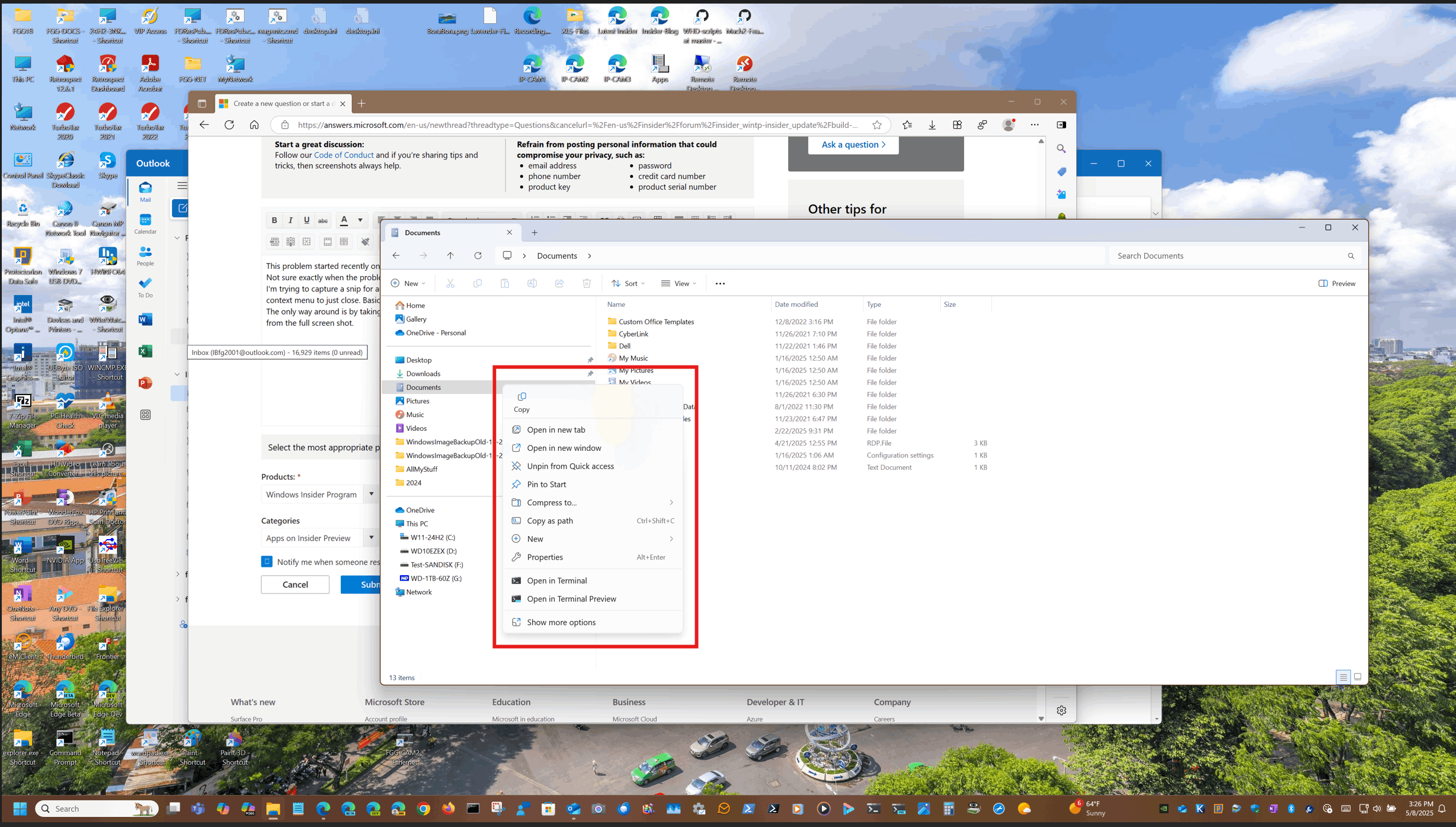 Win + Shift + S does not start snip if a file explorer context menu is ...
