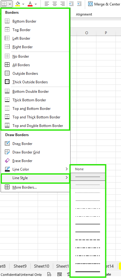 Excel - border line - weight / thickness - Microsoft Q&A