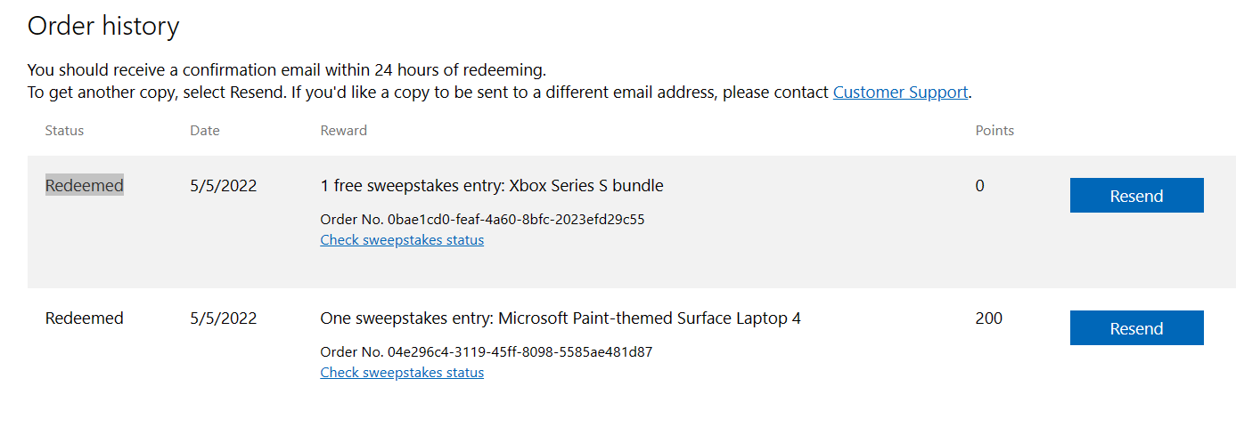 Microsoft Reward Redeemed and order status - Microsoft Q&A