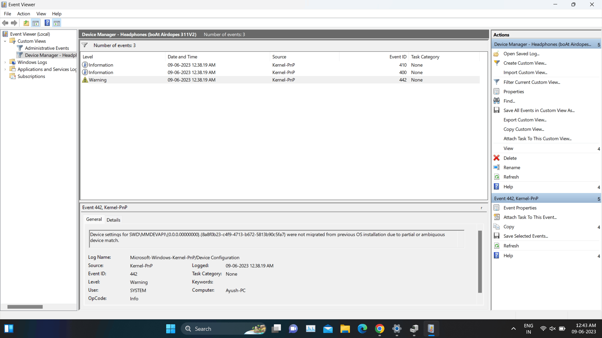 I am unable to hear any sound on my bluetooth airdopes on windows 11 ...