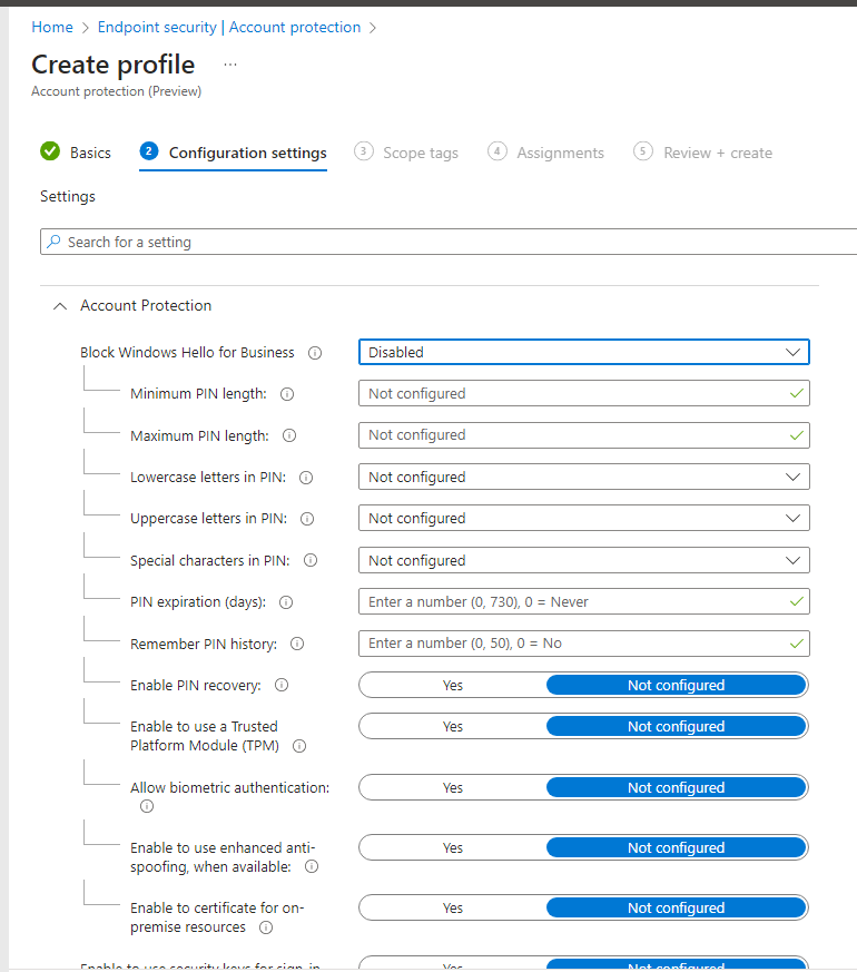 Why is Intune enforcing a pin standard which I haven't even set up ...