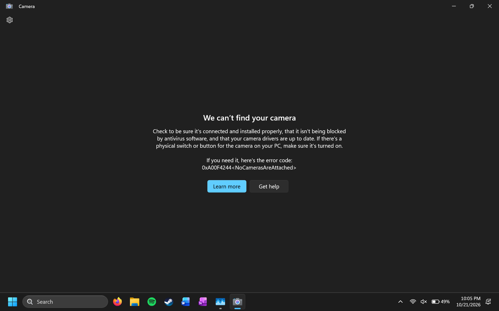 How to fix camera randomly turning on and off, error code 0xA00F4244 ...