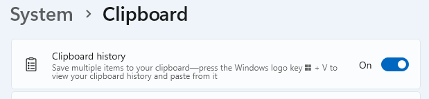 Windows key + V clipboard history not working - Microsoft Q&A