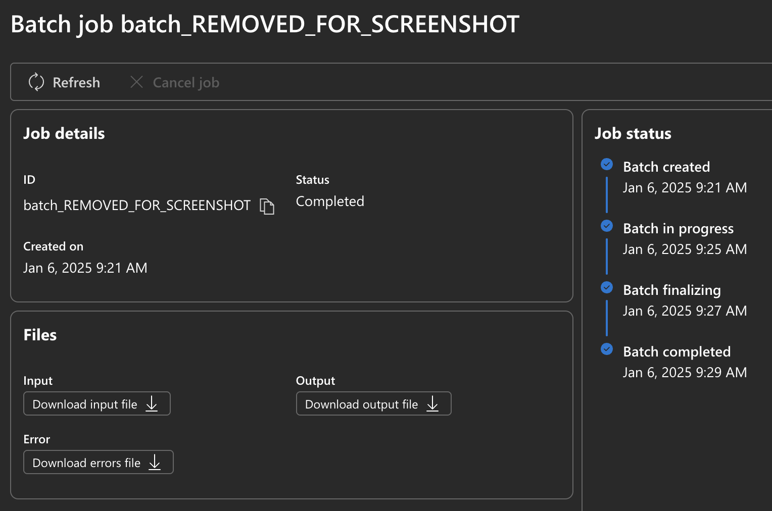 How long are batch api jobs/tasks records retained in Azure OpenAI ...