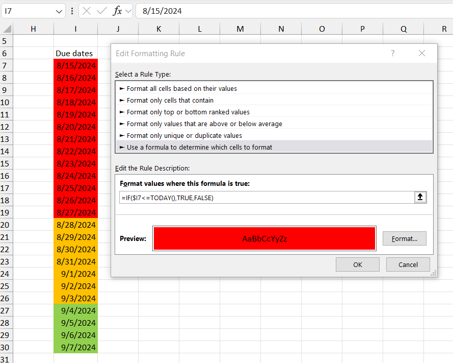How do I do conditional formatting based off of the result of a formula ...