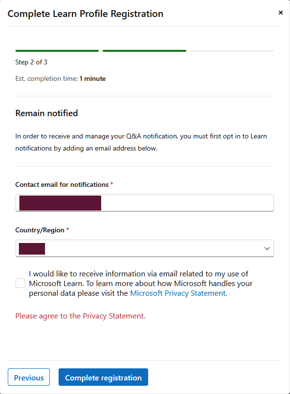 Why can't I agree to the Privacy Statement and instead have to 