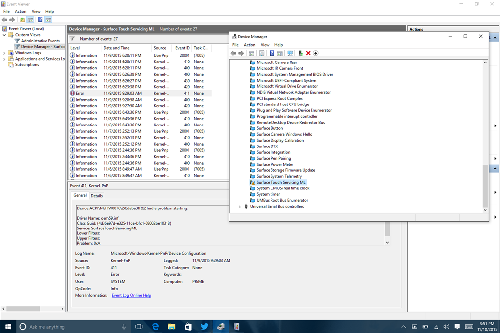 SurfaceTouchServicingML showing error in device manager - Microsoft Q&A