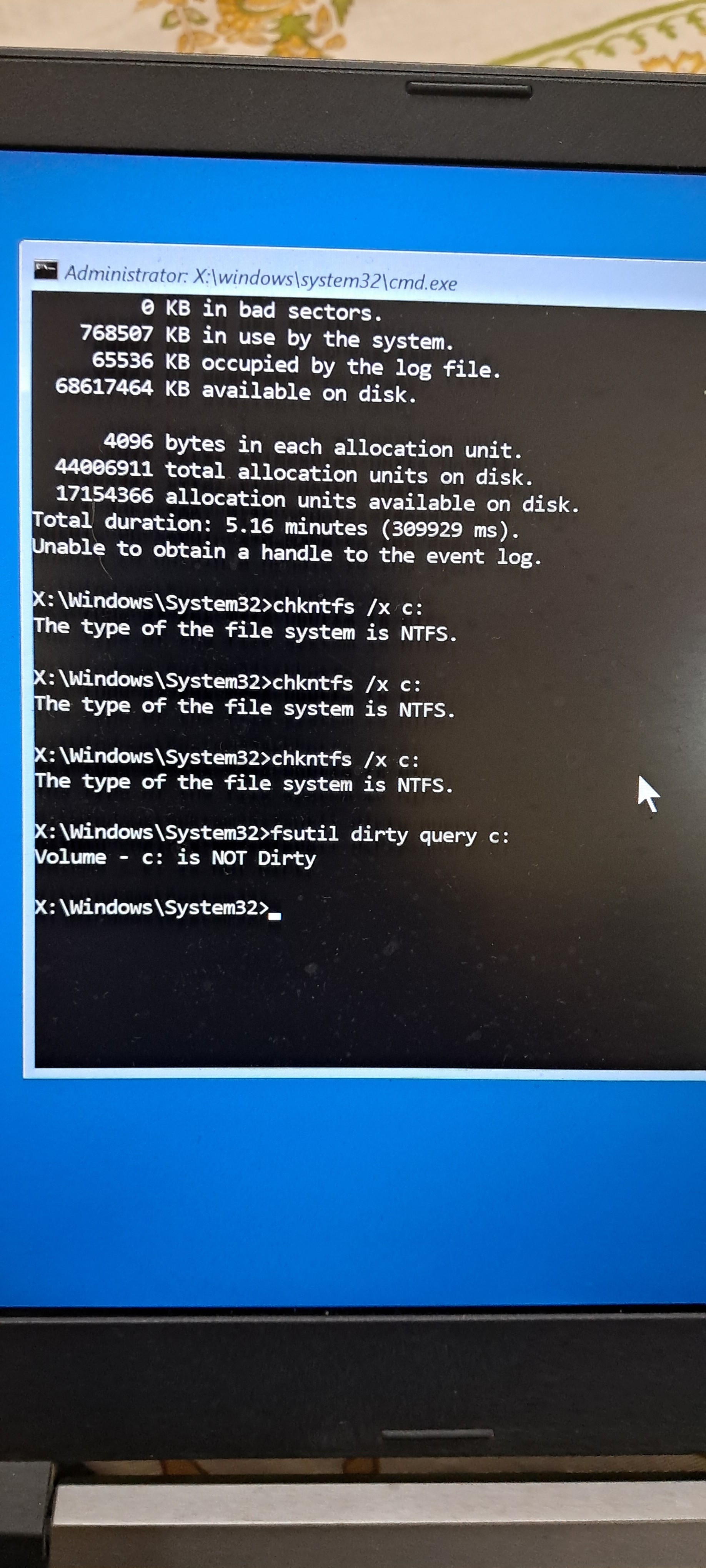 Scanning and repairing C drive on every boot. Windows 11