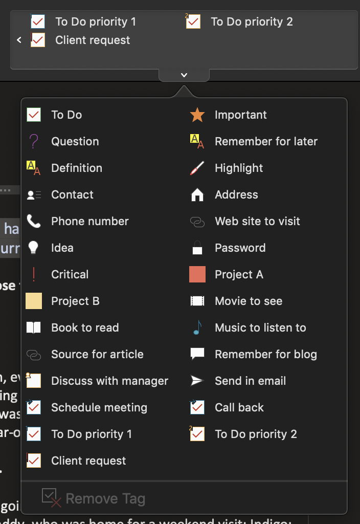 No option to create a new/custom tag in One Note for Mac? - Microsoft Q&A