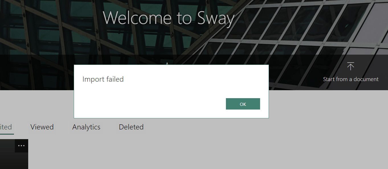 Sway - Unable to Upload pdf - Microsoft Q&A