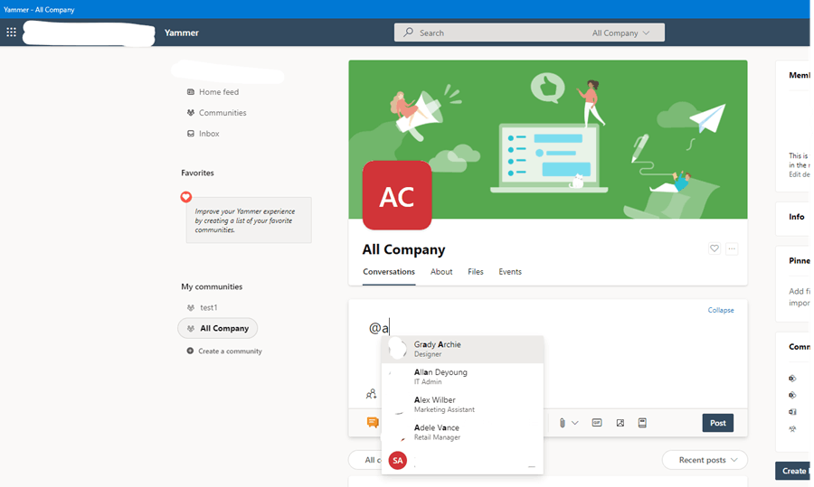 Tagging communities in the Yammer App - Microsoft Q&A