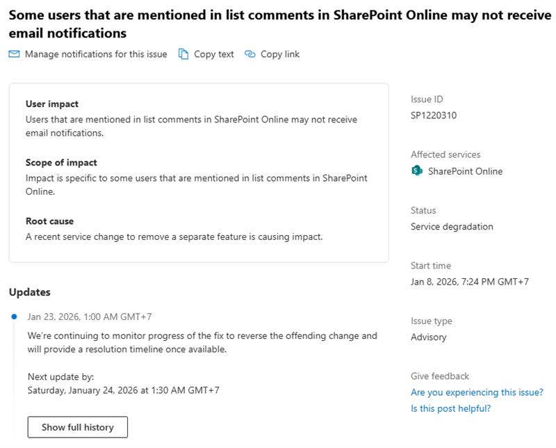 Sharepoint Mentioned Emails not Firing - Microsoft Q&A