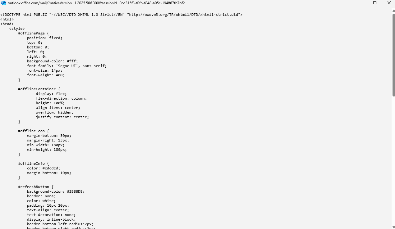 Outlook shows offline html page - Microsoft Q&A