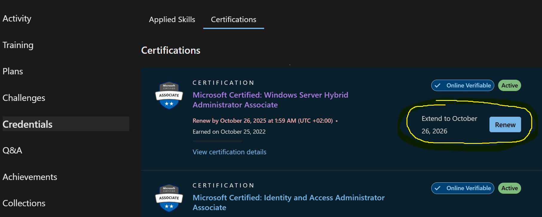 How can I renew certification which seems to be blocked...like I don't ...