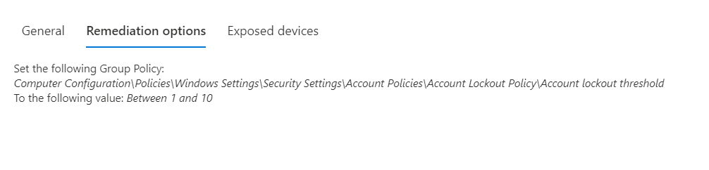 View of How to complete this security recommendation via Intune 