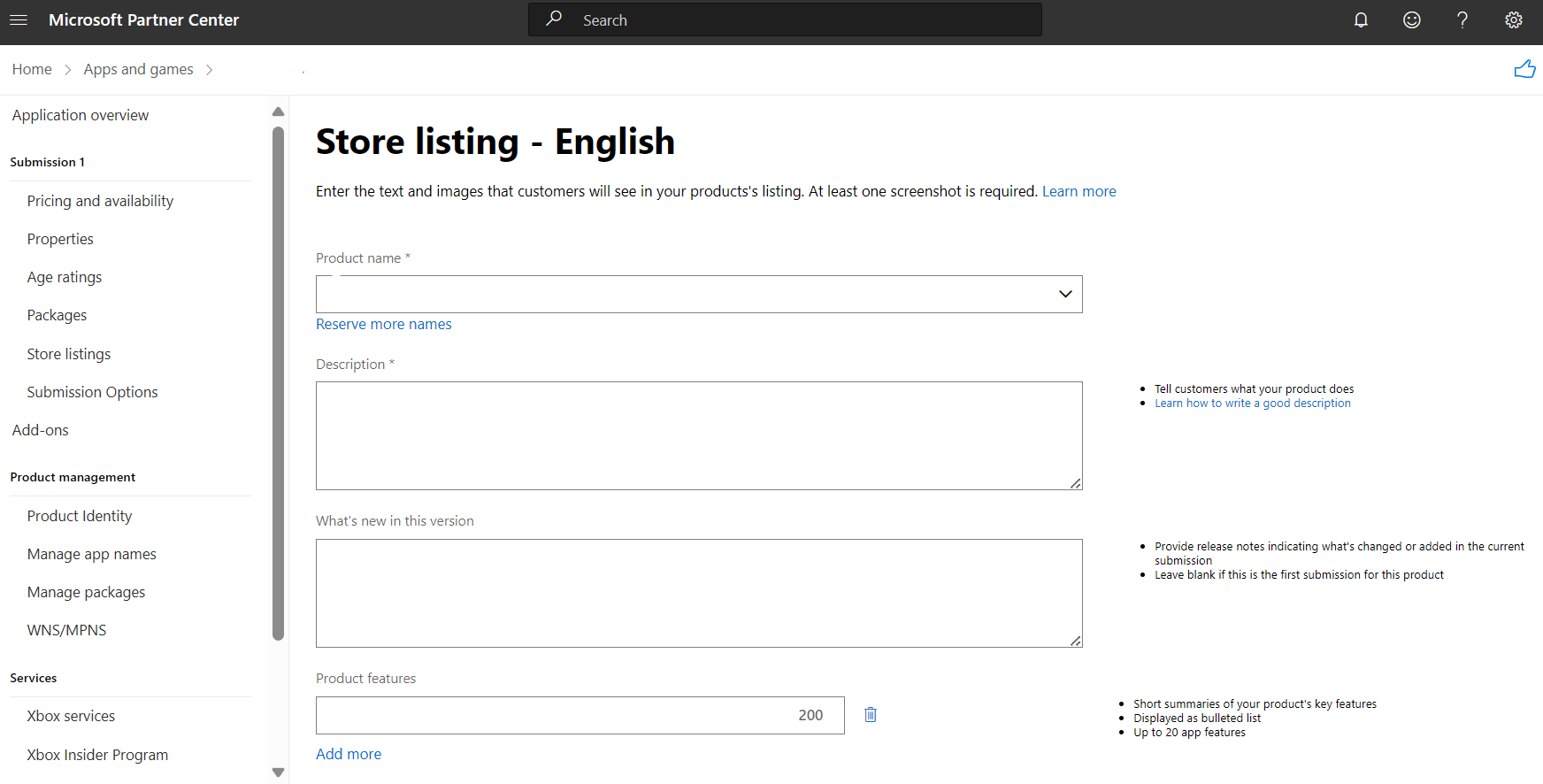 A screenshot showing the overview of the listing page for MSIX/PWA app.