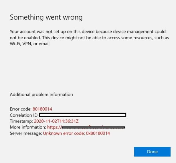 Código de error 80180014 - Microsoft Q&A
