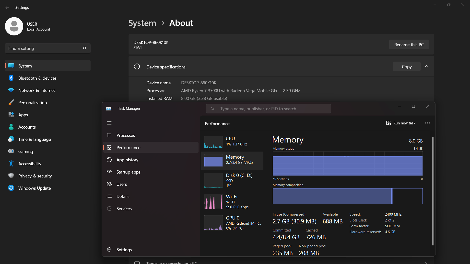 Why is only 3.38 GB RAM available from 8 GB installed? - Microsoft Q&A