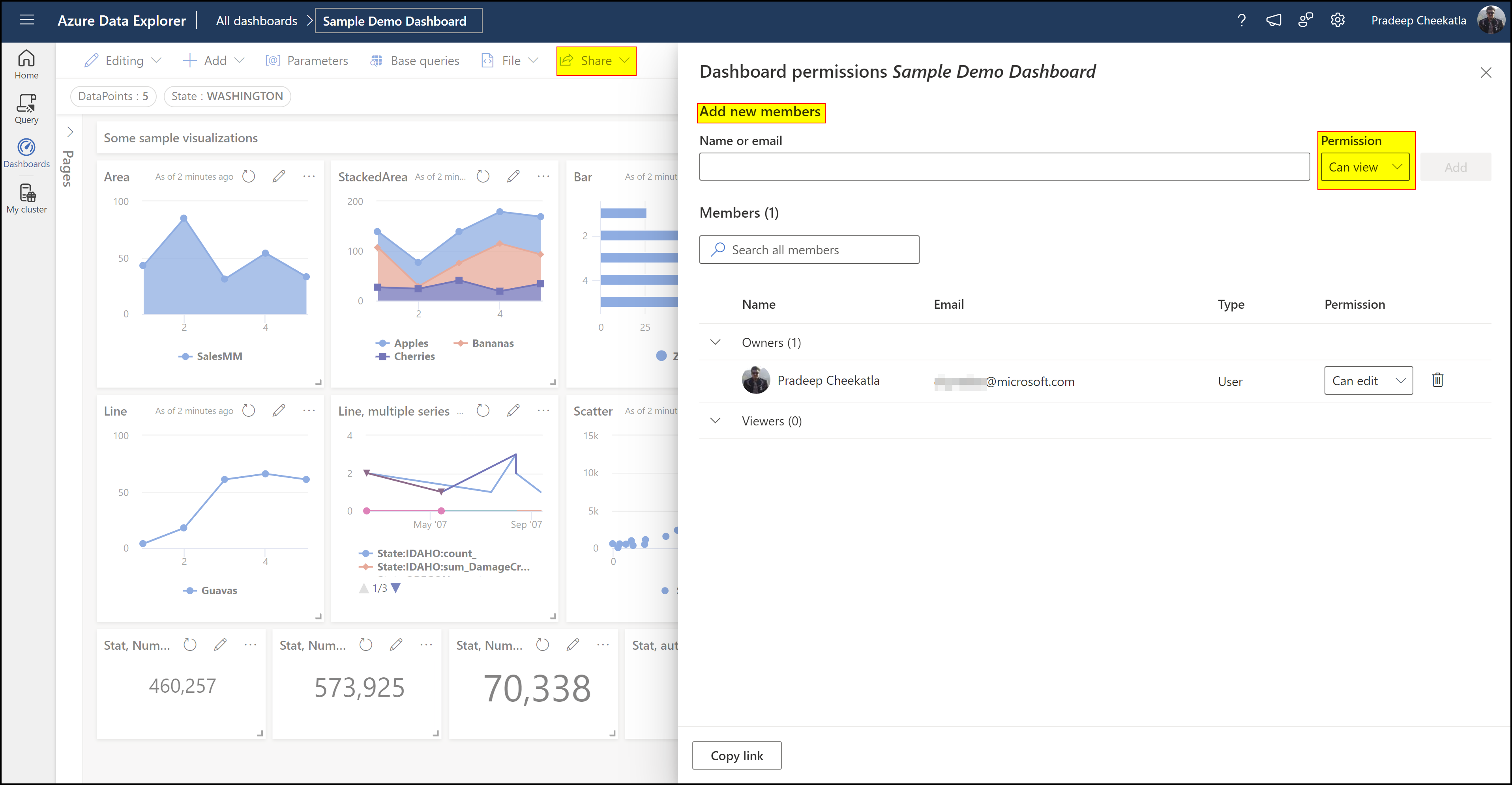 Azure Data Explorer - cannot share dashboard - Microsoft Q&A