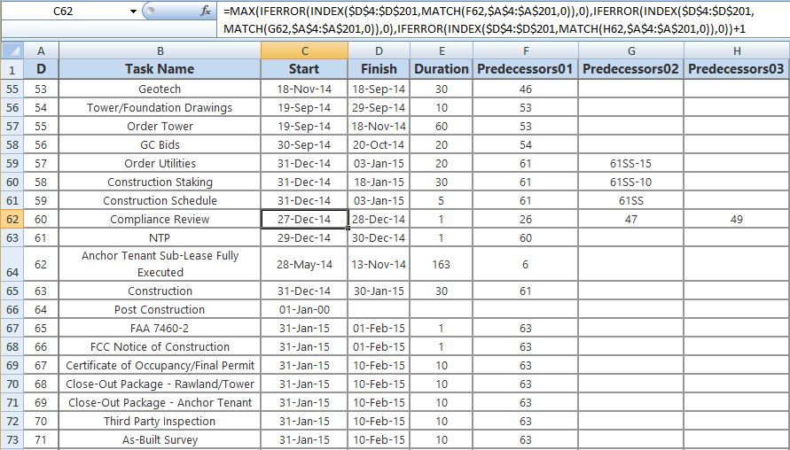 Lookup mutliple predecessor dates and return the most recent ...