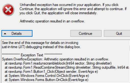 I began using rawdump today, and when I tried to start a dump, I was ...