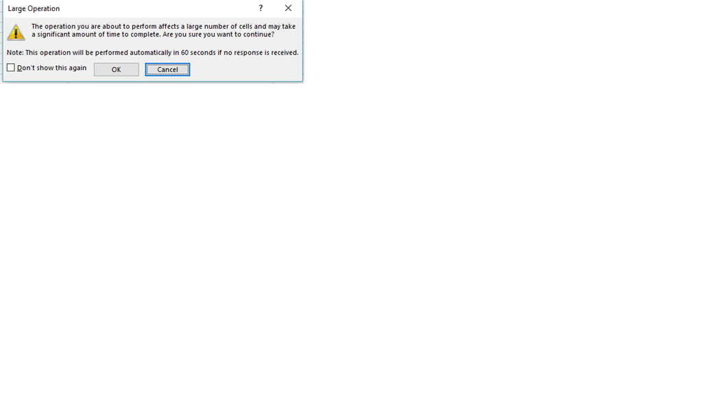Question on Large Operation message - Microsoft Q&A