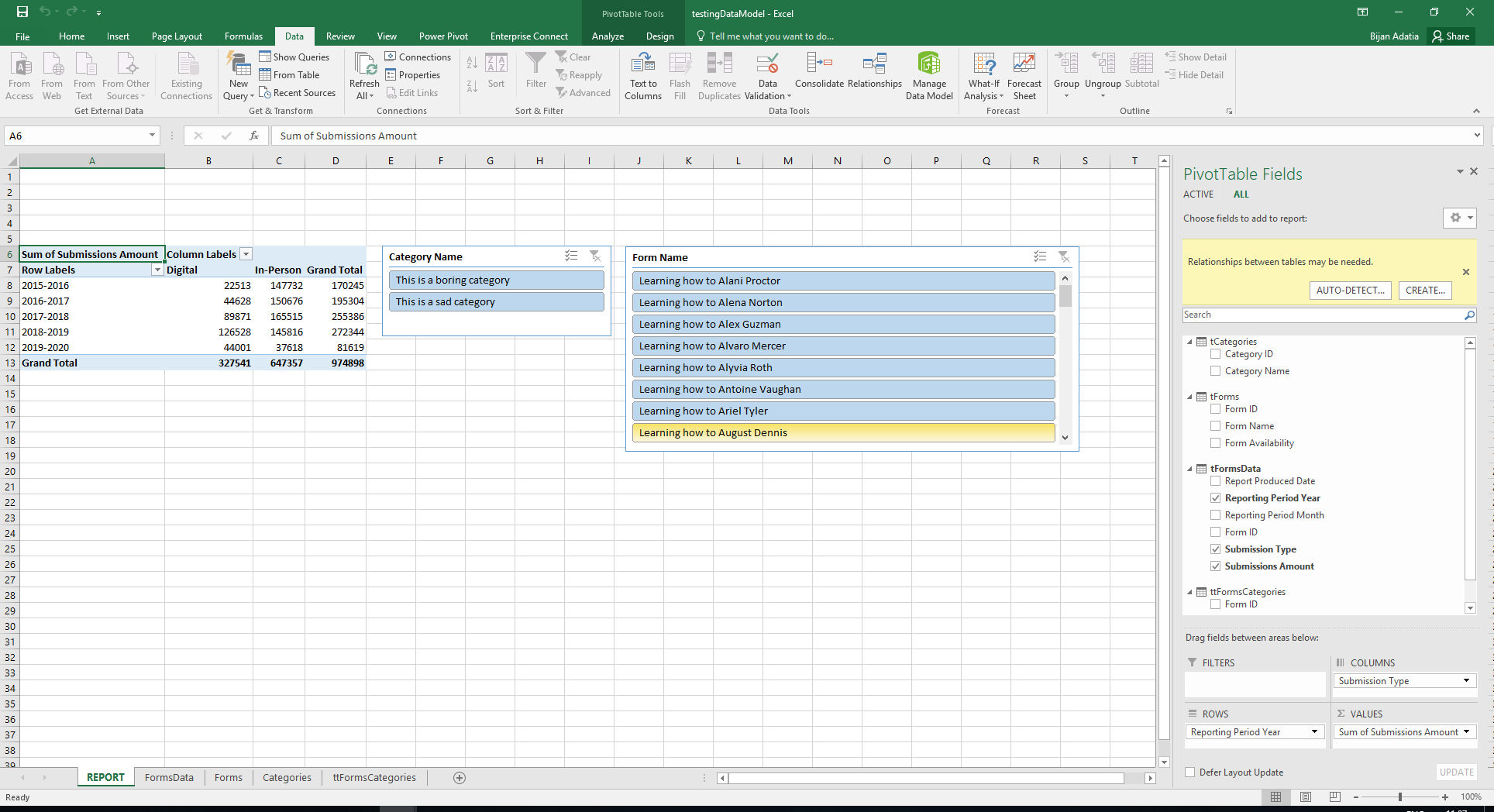 Data Model - Relationships aren't working as intended (3 Tables ...