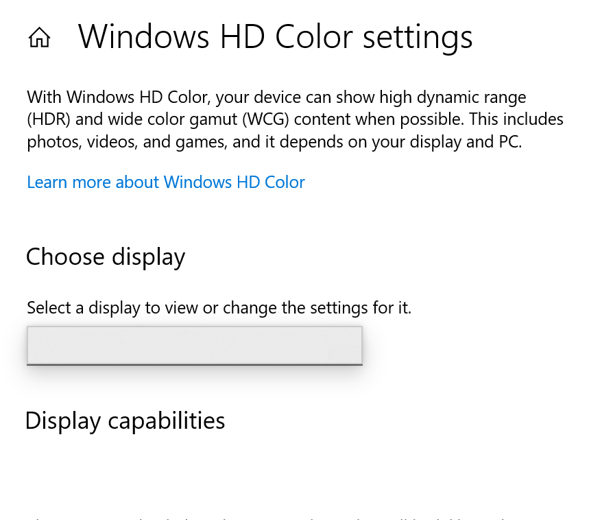 No monitor in dropdowns in Advanced display settings or HD Color ...