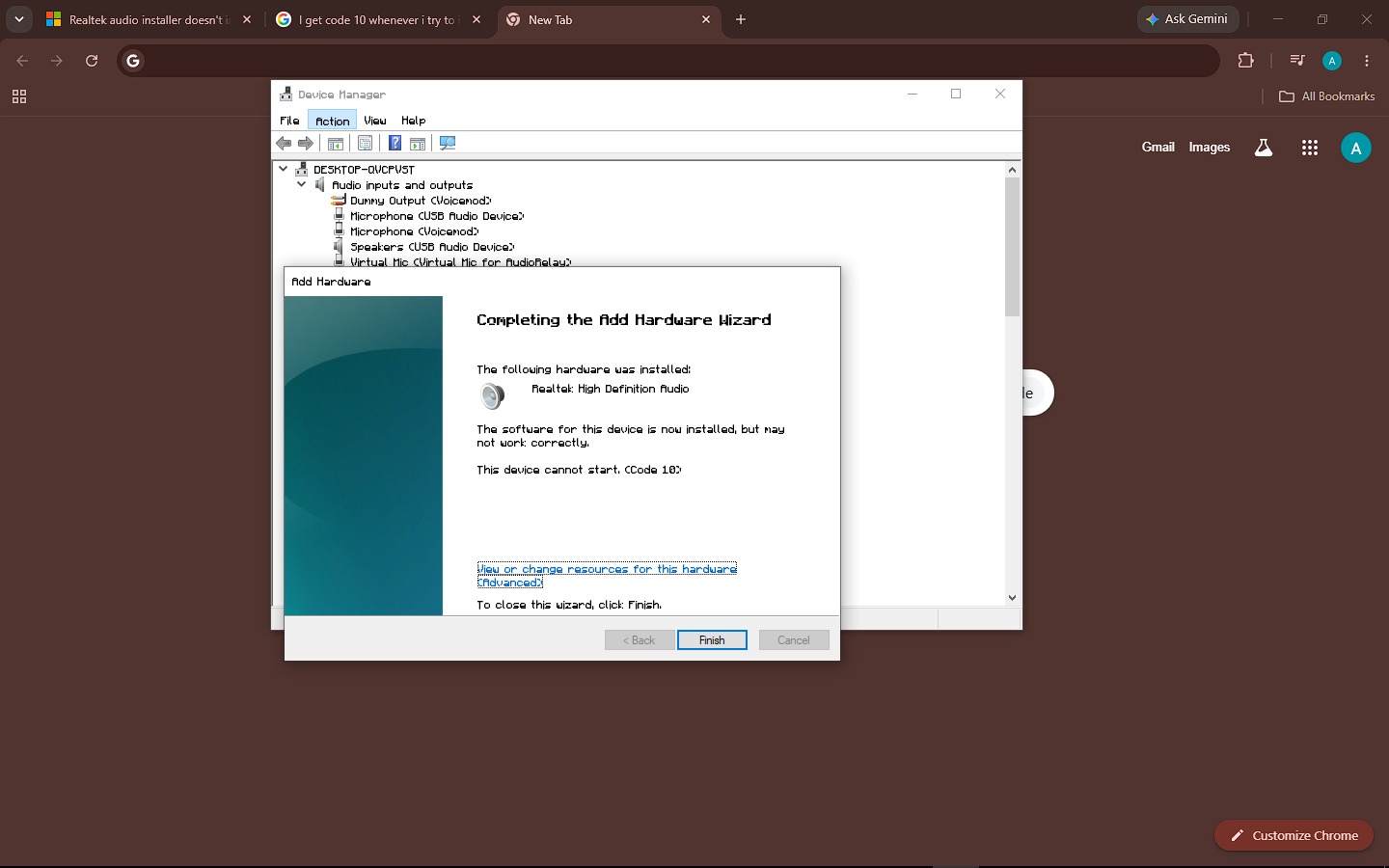 How to fix realtek drivers code 10 - Microsoft Q&A