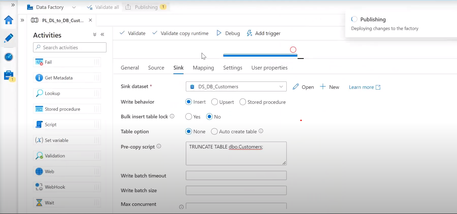 Truncate a Dataverse table from ADF - Microsoft Q&A