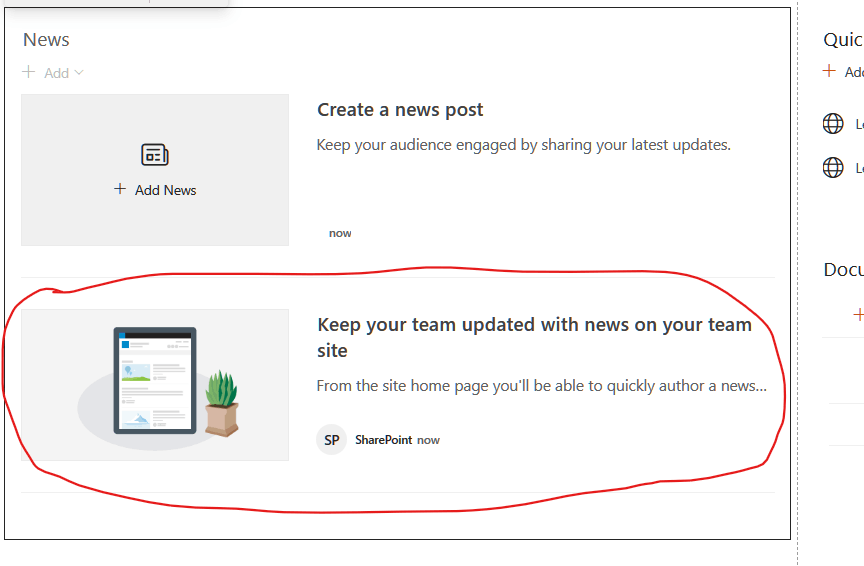 How do you delete the default news posts generated by Sharepoint when a ...