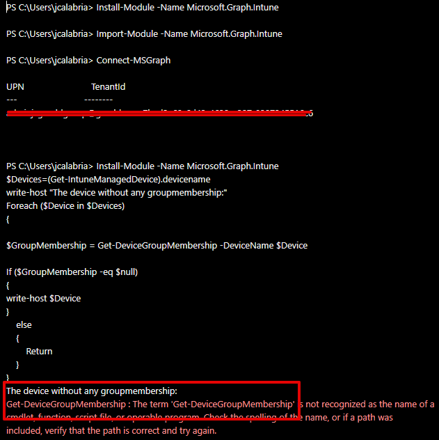 Export Intune devices NOT enrolled in any Group Memberships Microsoft Q&A
