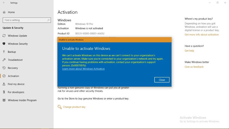ไม่สามารถ Activate Windows ได้ - คำถามคำตอบของ Microsoft