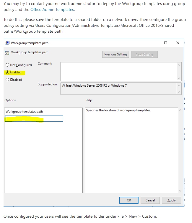 Set custom template as default for all users in word, excel and ...