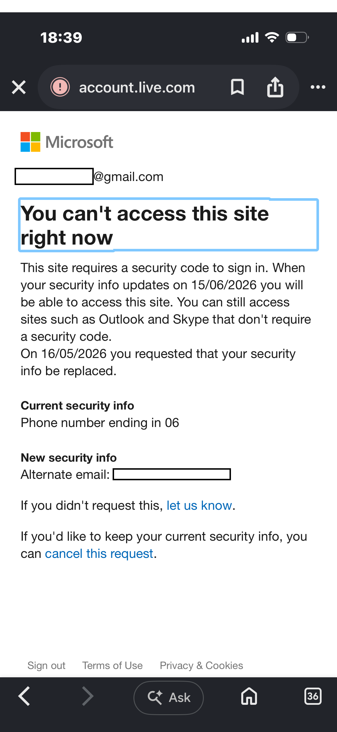 I can’t enter to my Microsoft account because I don’t have access to my ...