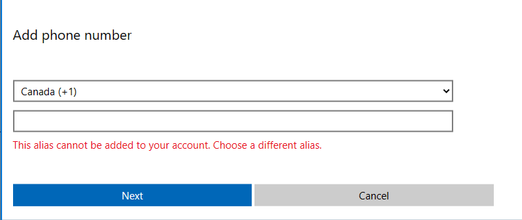 error : This alias cannot be added to your account. Choose a different ...