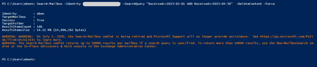 Is it possible to use PowerShell to delete emails from a user's mailbox ...