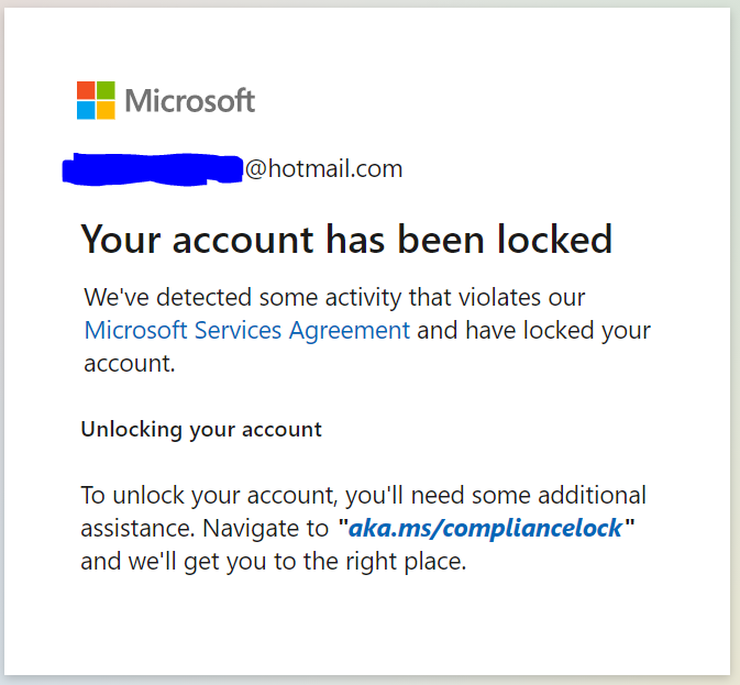 microsoft 365 email account locked