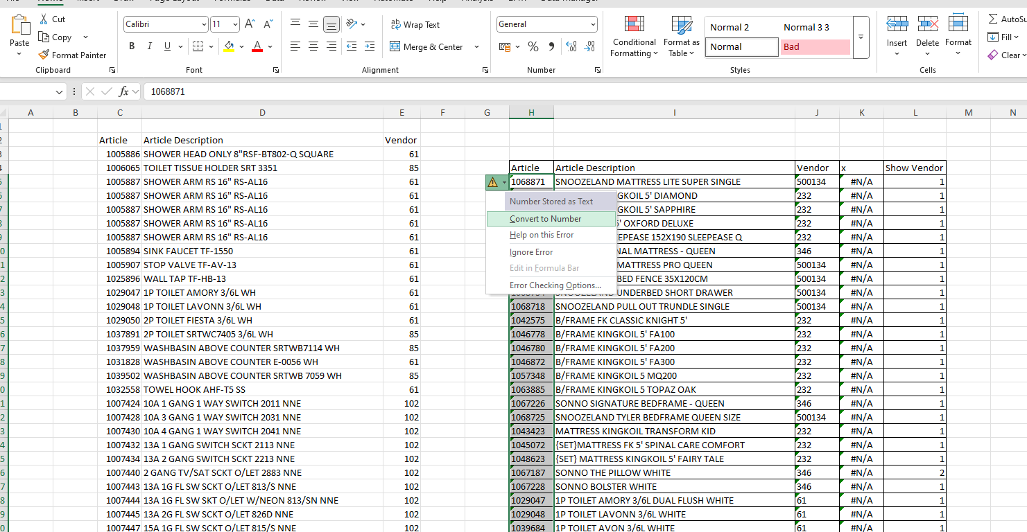 vlookup problem on E1 excel web - Microsoft Q&A