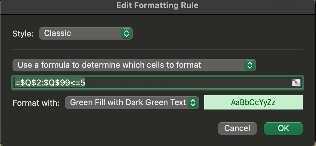 Need help with conditional formatting rules - Microsoft Q&A