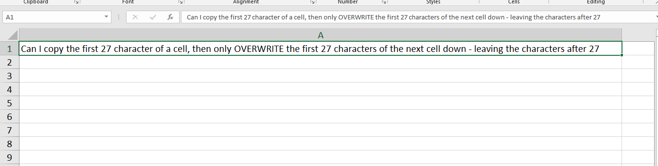 Can I copy the first 27 character of a cell, then only OVERWRITE the ...